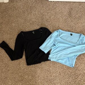 Wild Fable Light Blue and Black Knit Top